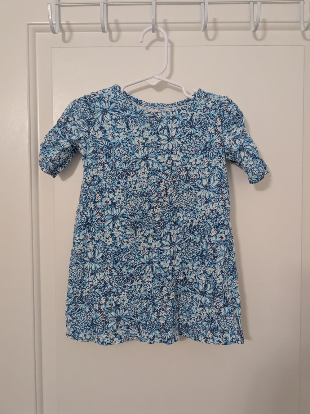 Lilly Pulitzer Blooming Together Blue Floral Dress Girls XS 2-3